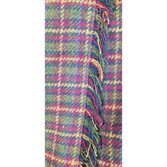 Tartan Plaid Fringe Wrap Skirt Wool Size 8 Susan Bristol Earthy Rustic Deadstock - Picture 3 of 8